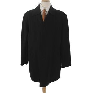 Movimento Mens Black 100% Cashmere Collared Overcoat Solid Fall Size 54